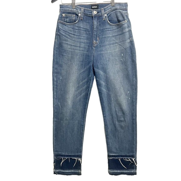 HUDSON Womens Jeans Size 28 Indigo ZOEEY HIGHRISE STRAIGHT CROP Denim Frayed Hem - Picture 1 of 16